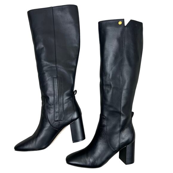 Cole Haan Chrystie Women's Black Leather Block Heel Knee-High Boots (Sz 6) - Picture 1 of 15